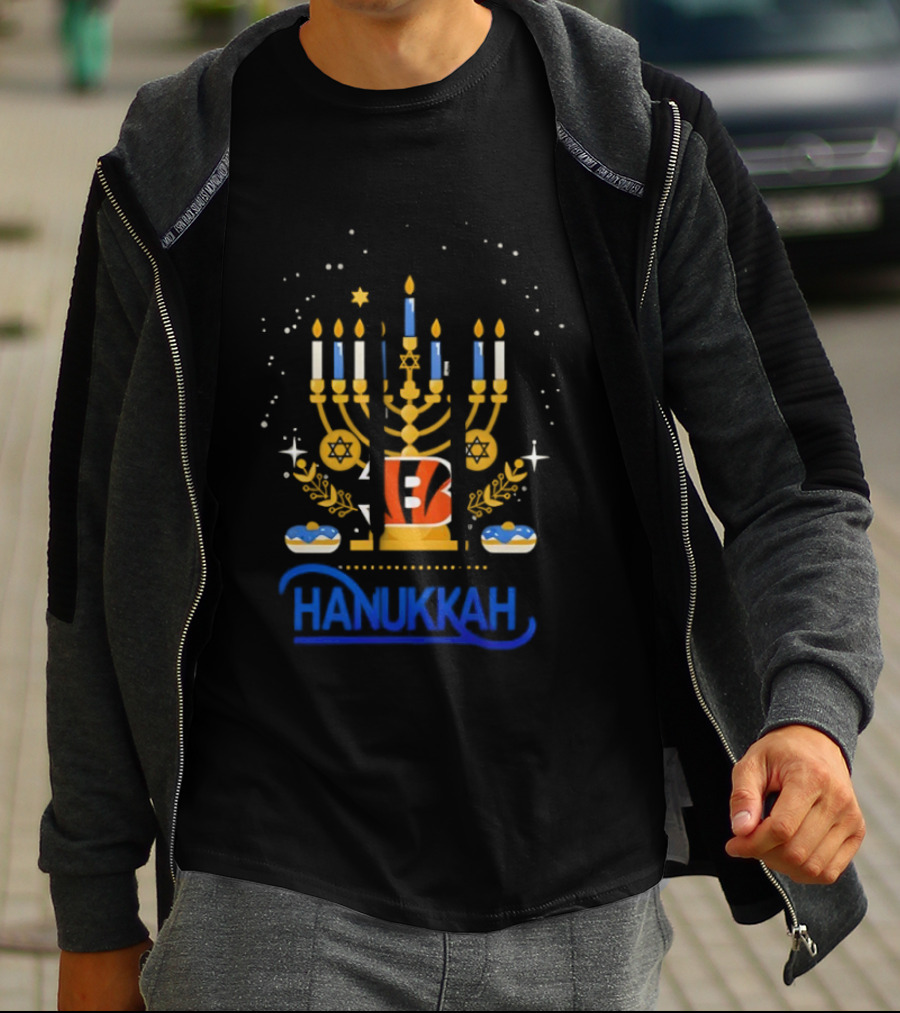 Cincinnati Bengals Hanukkah Menorah Celebration T-Shirt