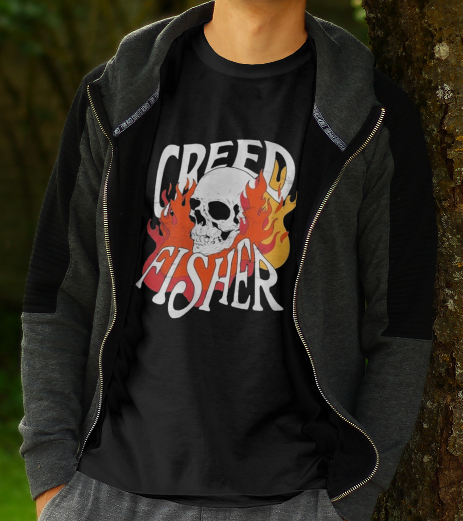Creed Fisher Skull Flames Fire T-Shirt