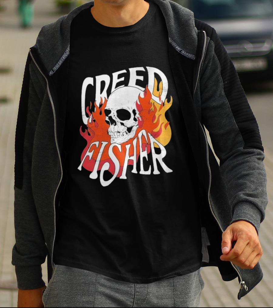 Creed Fisher Skull Flames Fire T-Shirt