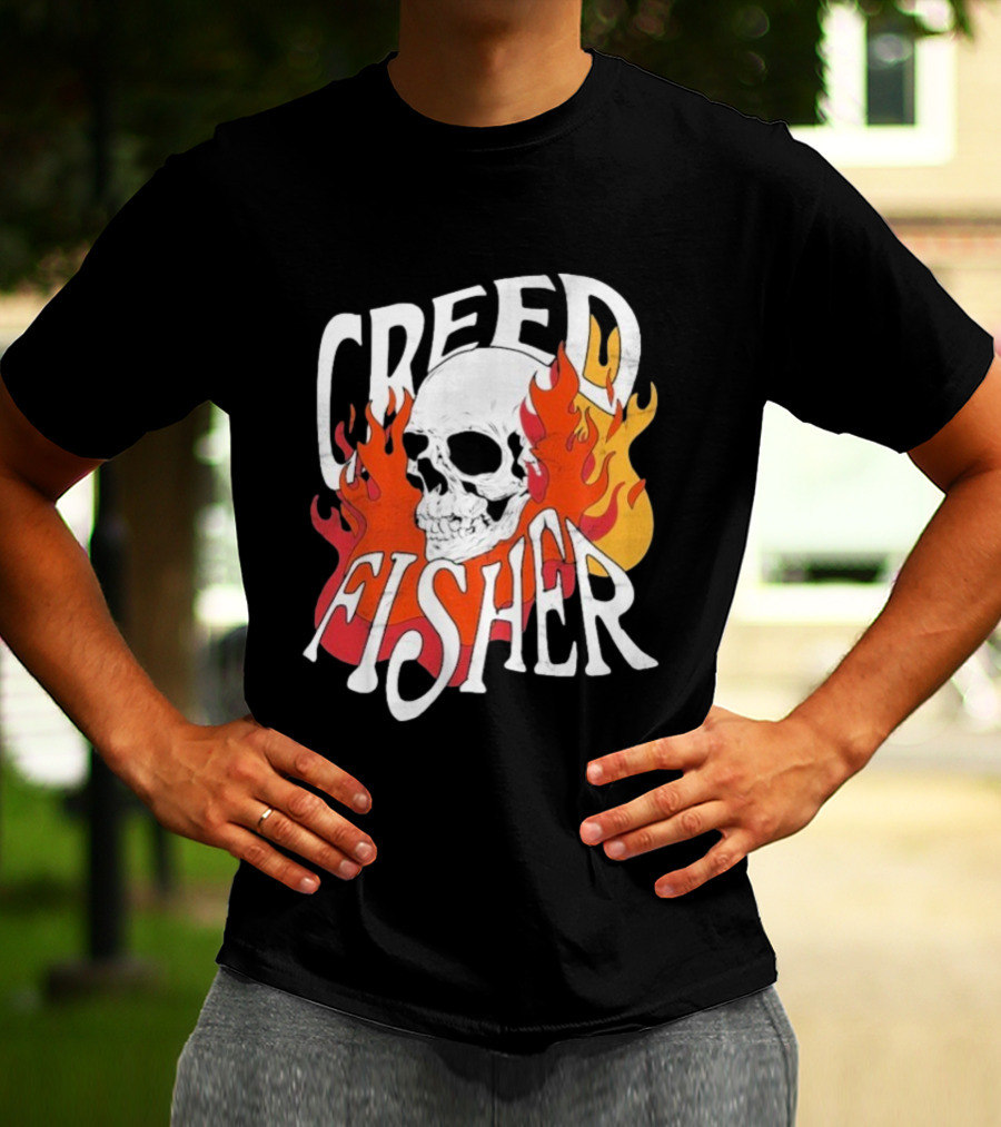 Creed Fisher Skull Flames Fire T-Shirt