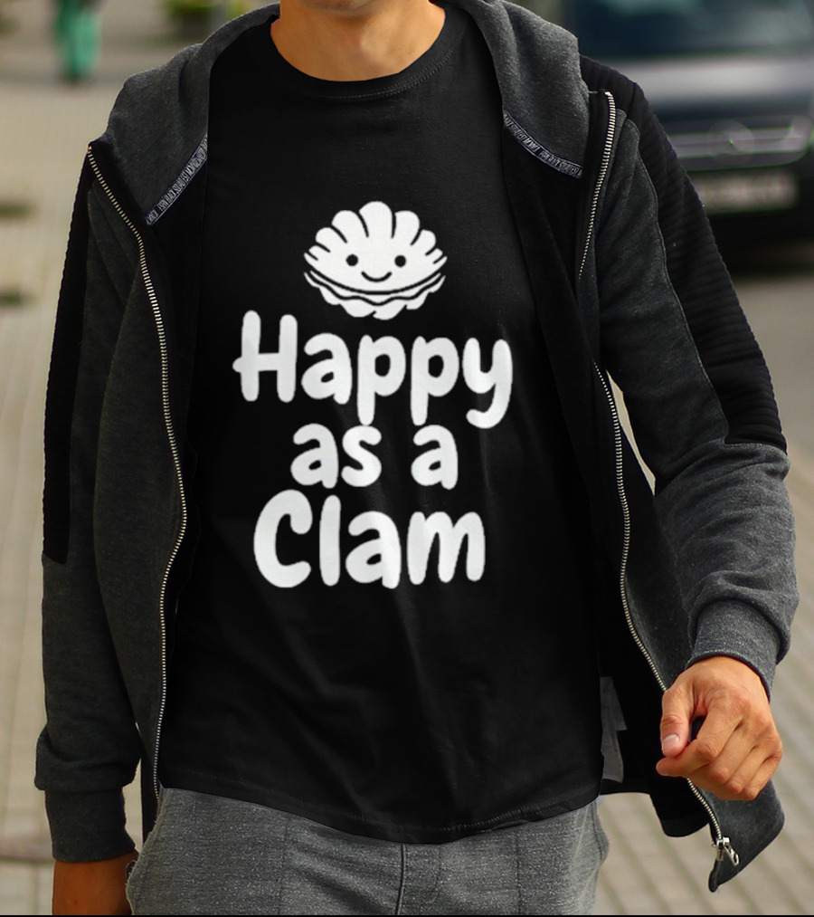 Happy As A Clam Cute Smiling Sea Shell T-Shirt