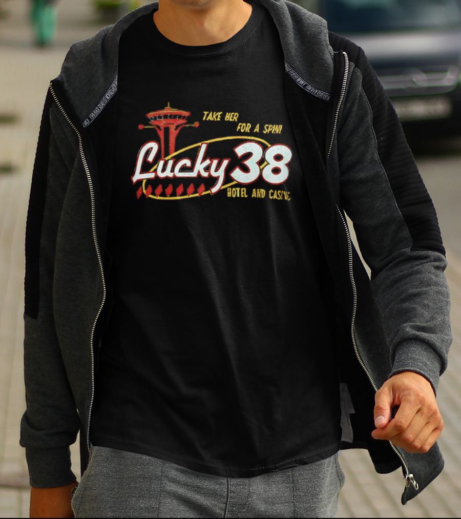 Lucky 38 Hotel And Casino Take Her For A Spin Tower T-Shirt