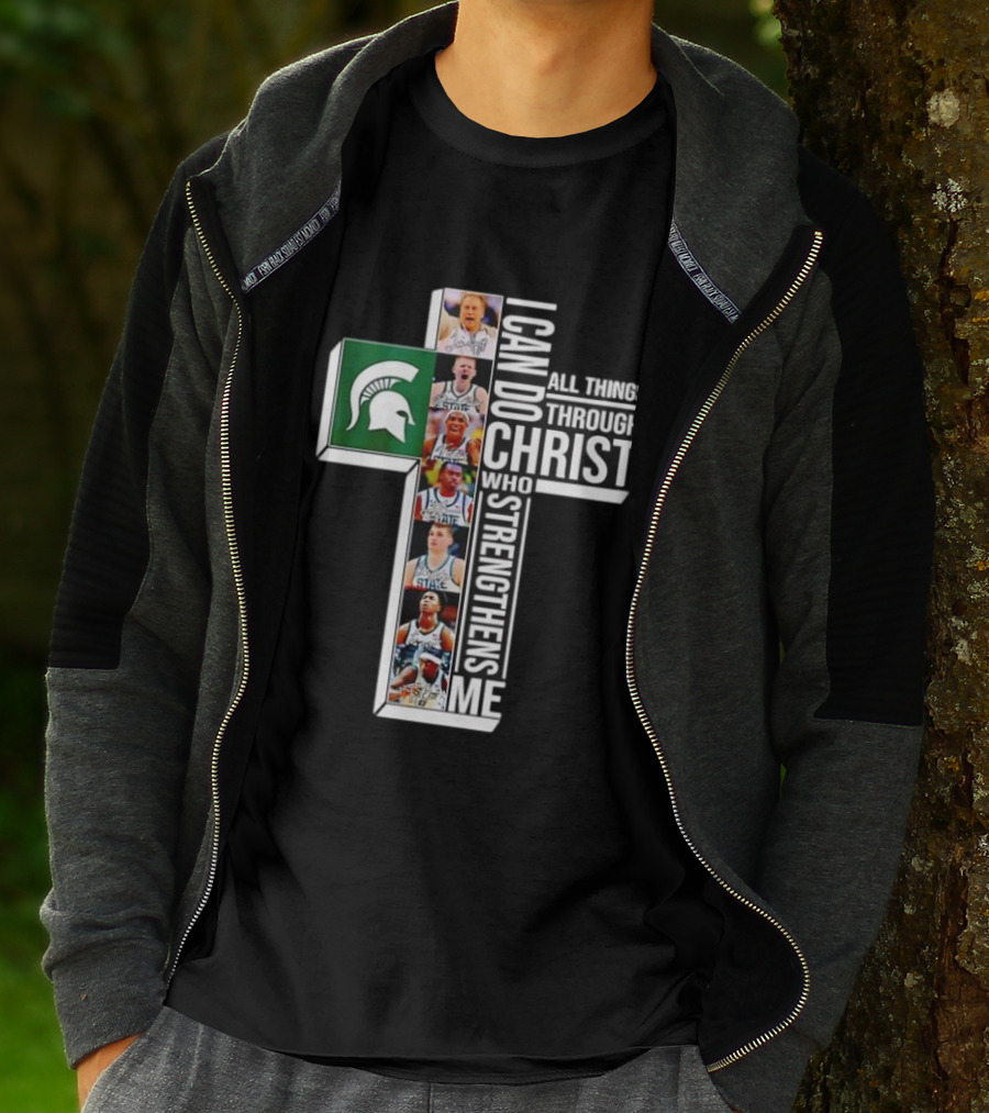 Michigan State Spartans Cross Basketball Players I Can Do All Things Through Christ T-Shirt
