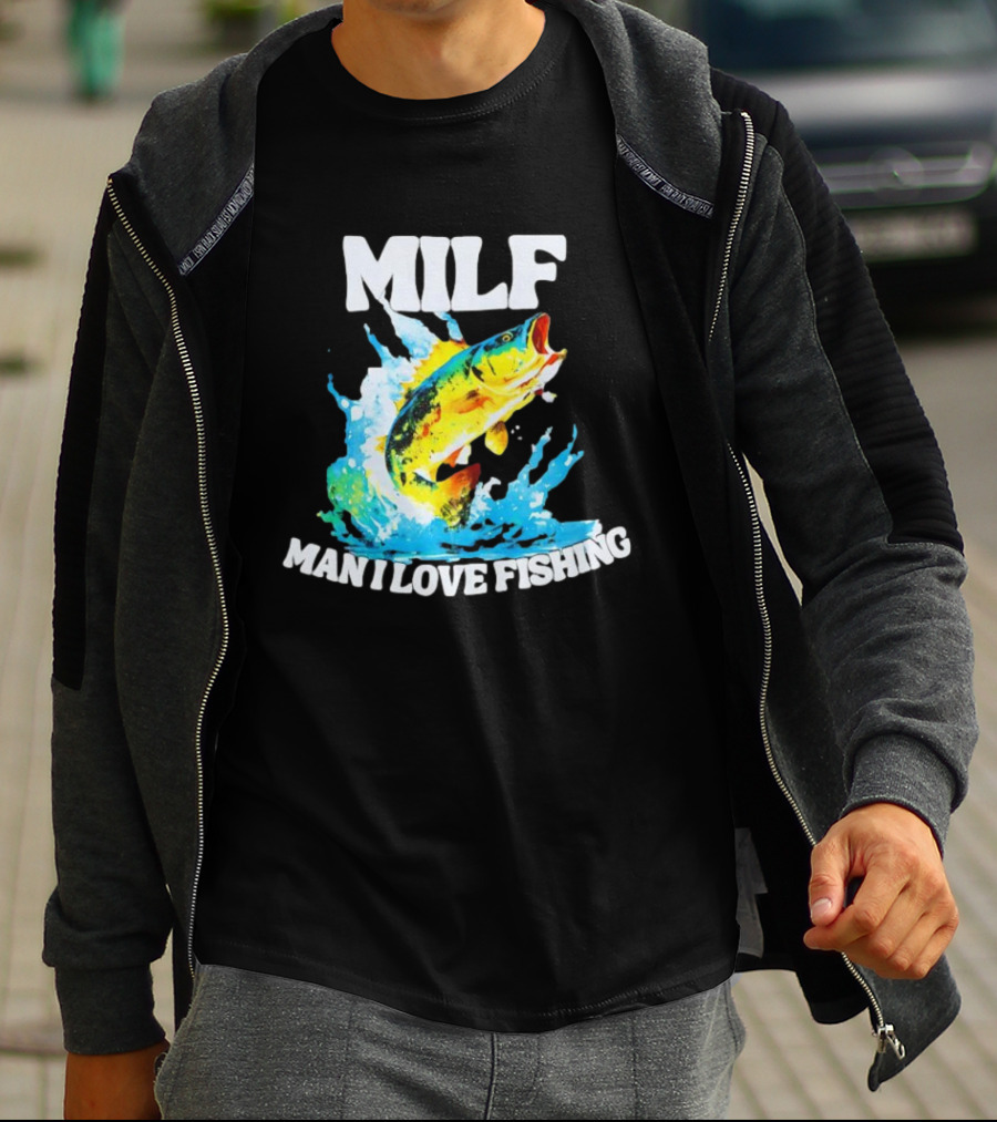 MILF Man I Love Fishing Peacock Bass Splashing Water T-Shirt
