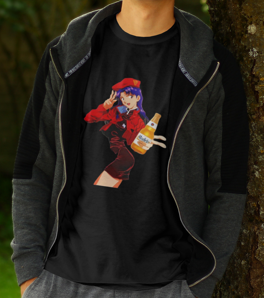 Misato Katsuragi Modelo Especial Beer Anime Fusion T-Shirt
