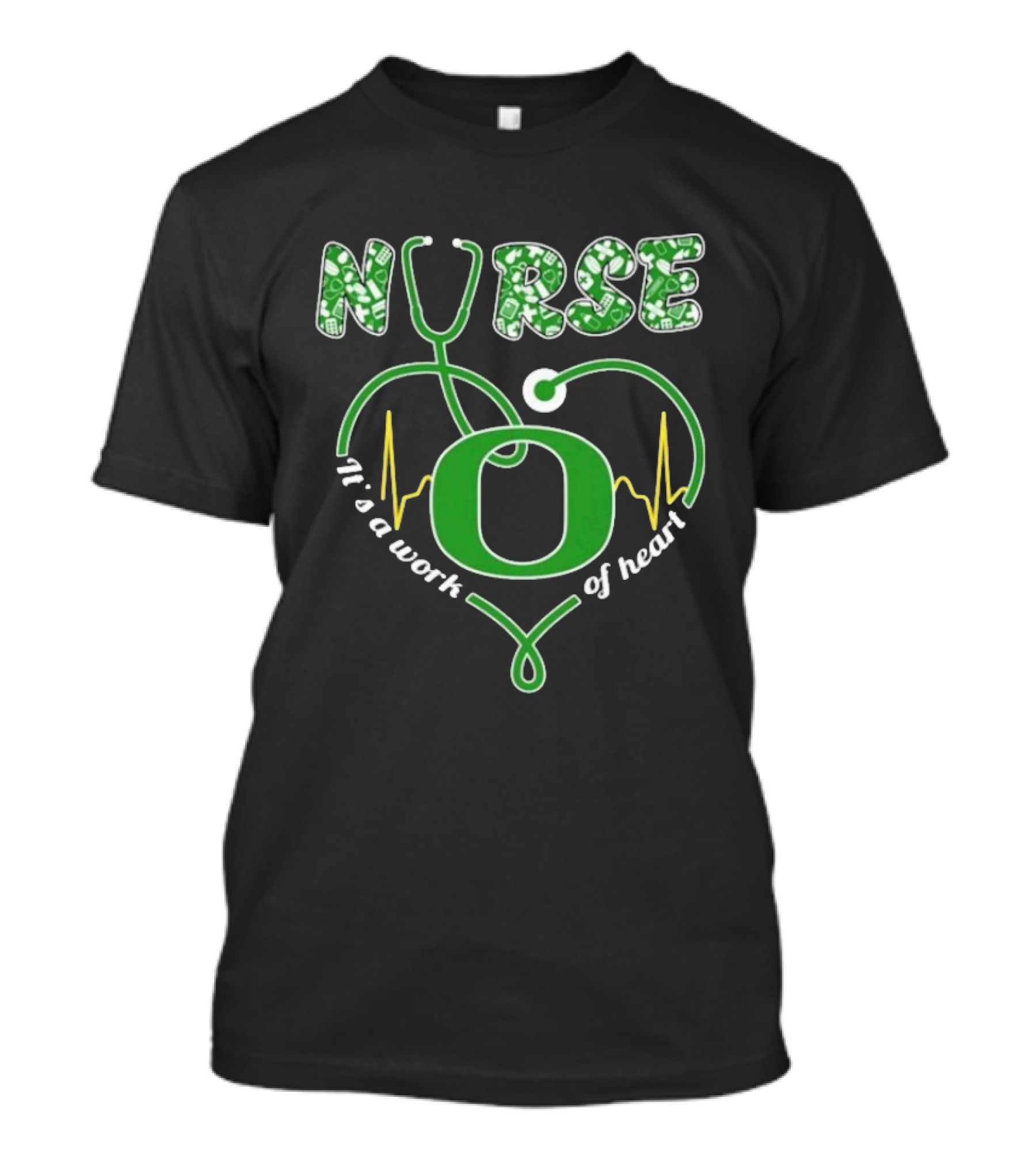 Oregon Ducks Nurse It’s A Work Of Heart Stethoscope T-Shirt