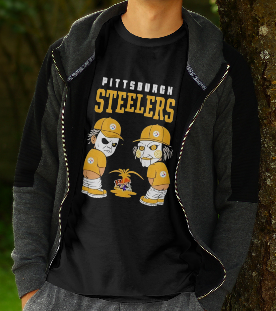 Pittsburgh Steelers Michael Myers Billy The Puppet Baltimore Ravens Vs Cleveland Browns Rivalry T-Shirt