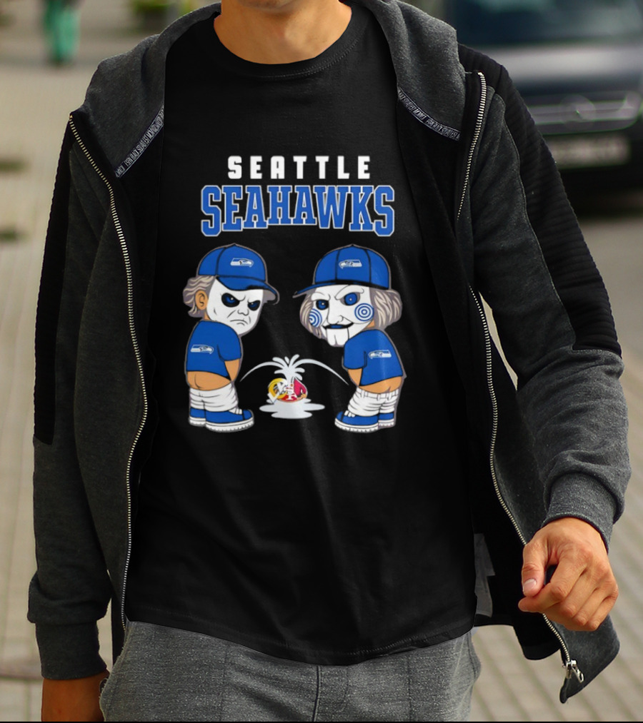 Seattle Seahawks Michael Myers Billy The Puppet Piss On Rival Teams T-Shirt
