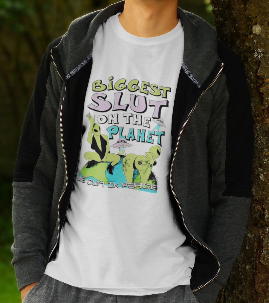 Biggest Slut On The Planet We Cum In Peace Teen Hearts Clothing Co Spaceship Aliens T-Shirt