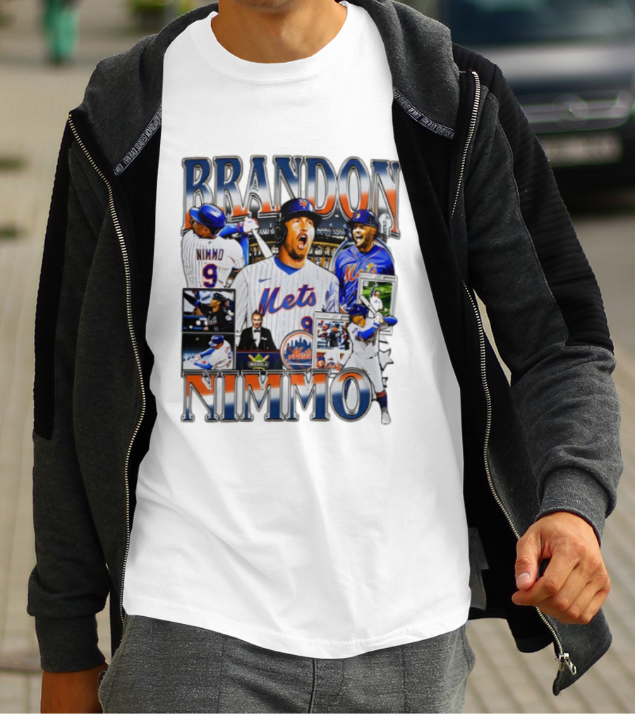 Brandon Nimmo New York Mets Vintage Collage Baseball Player Highlights T-Shirt