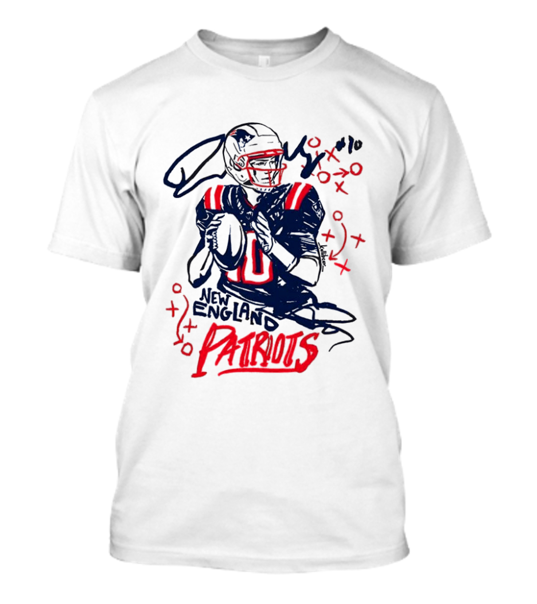 Drake Maye New England Patriots Quarterback XOXO Playbook T-Shirt