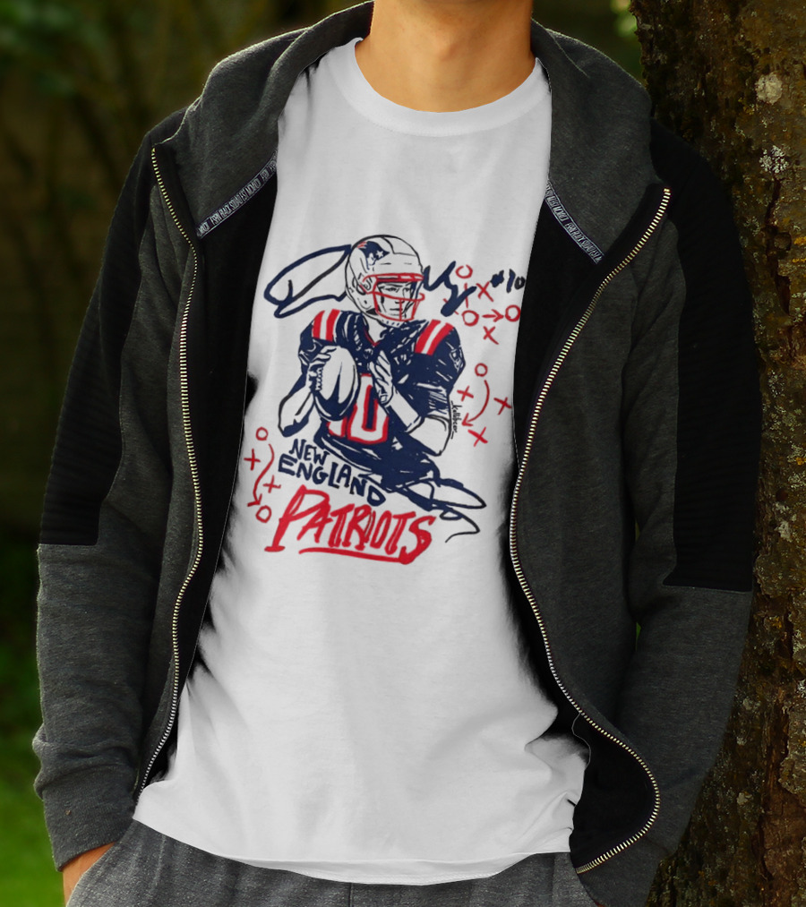 Drake Maye New England Patriots Quarterback XOXO Playbook T-Shirt