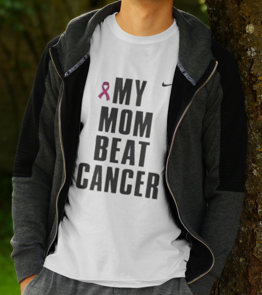 Nike Pink Ribbon My Mom Beat Cancer T-Shirt