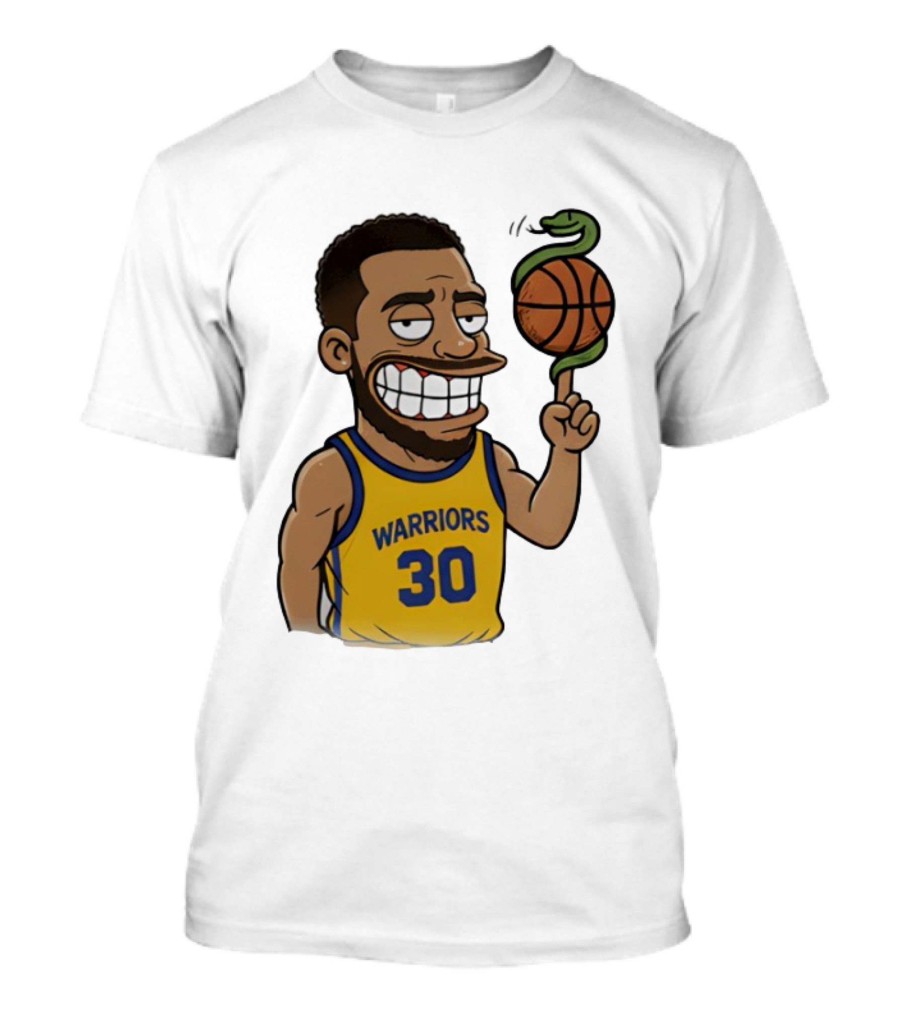 Warriors 30 Steph Curry Cartoon Snake Basketball T-Shirt