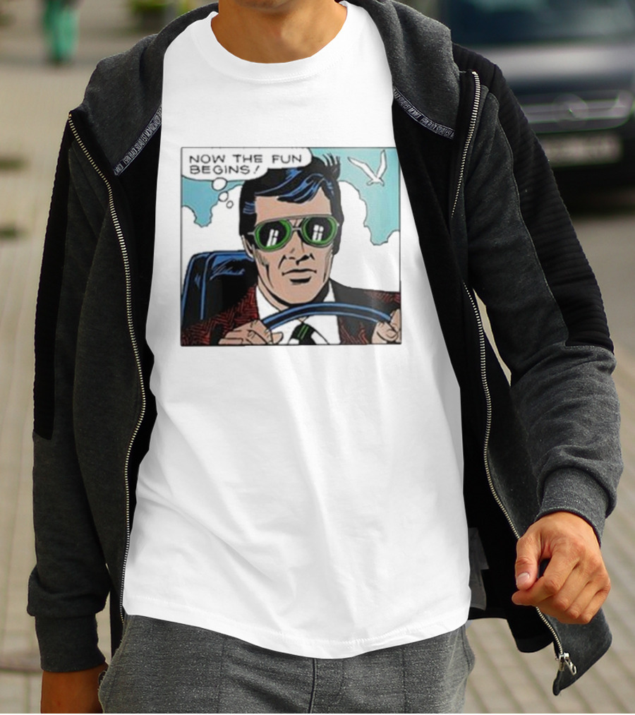Now The Fun Begins Retro Driver Comic Panel T-Shirt