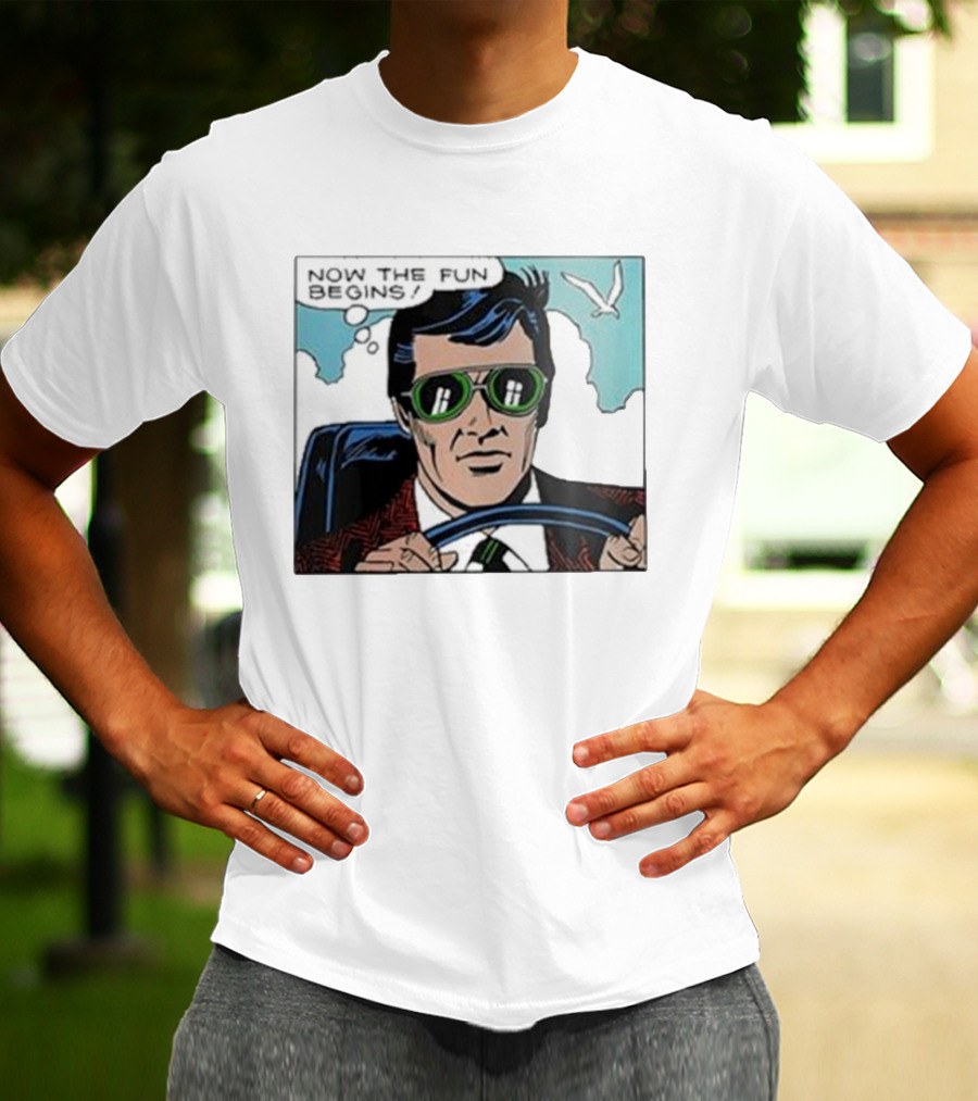 Now The Fun Begins Retro Driver Comic Panel T-Shirt