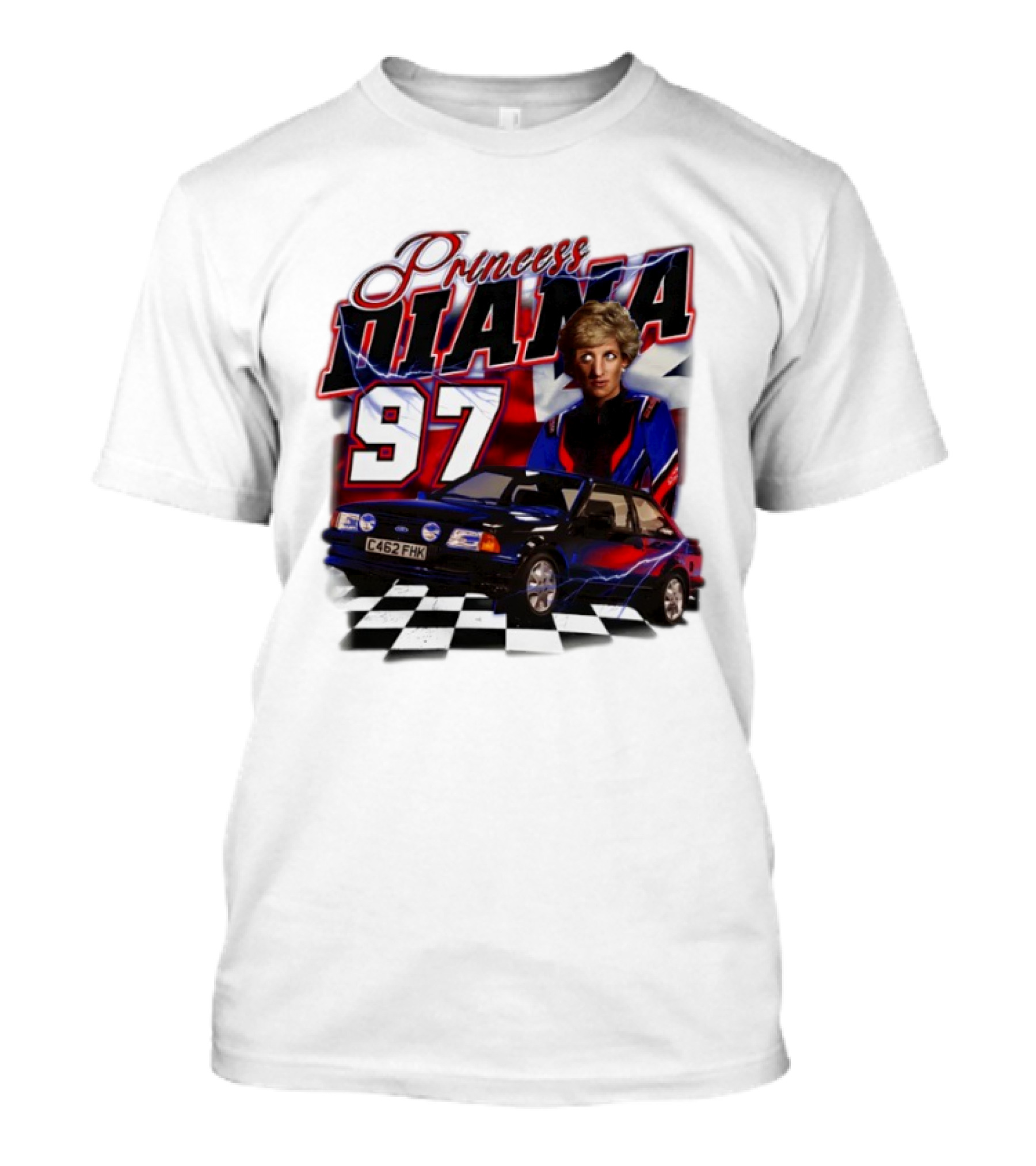 Princess Diana 97 Racer Car Union Jack T-Shirt