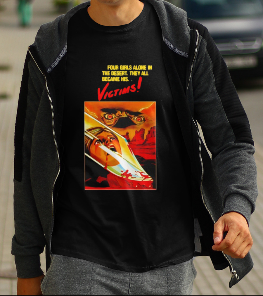 Four Girls Alone In The Desert Horror Victims Vintage Style Thriller T-Shirt