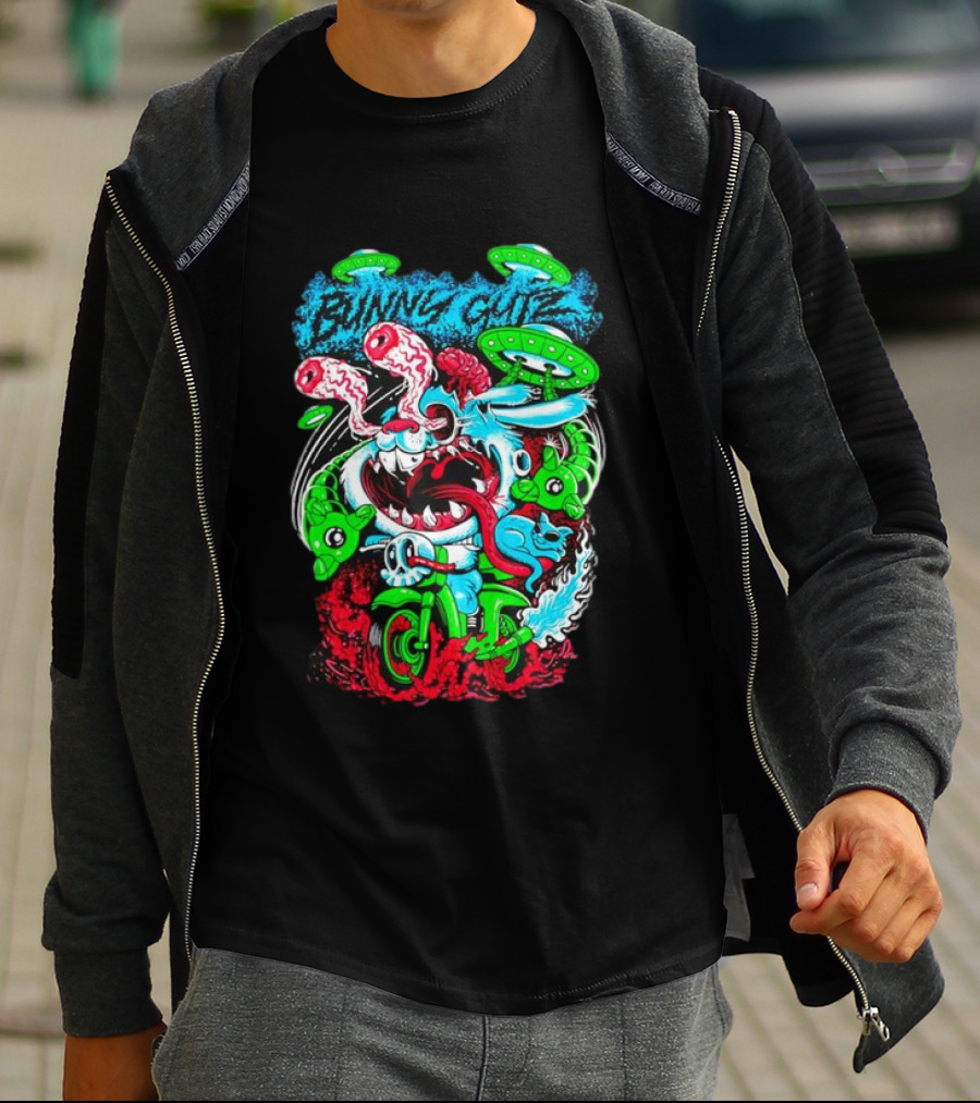 Bunny Gutz Ride Or Die Alien Motocross Adventure T-Shirt