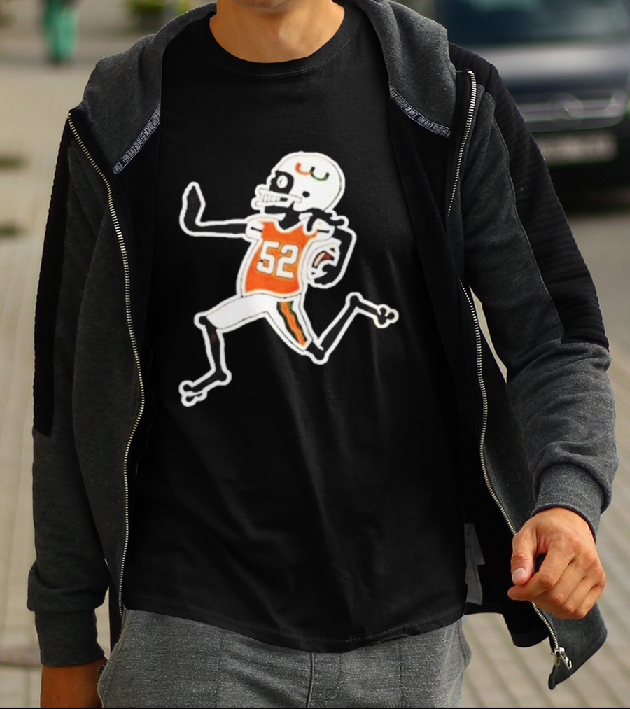 Francisco Mauigoa Skeletal 52 Miami Hurricanes Football Player T-Shirt