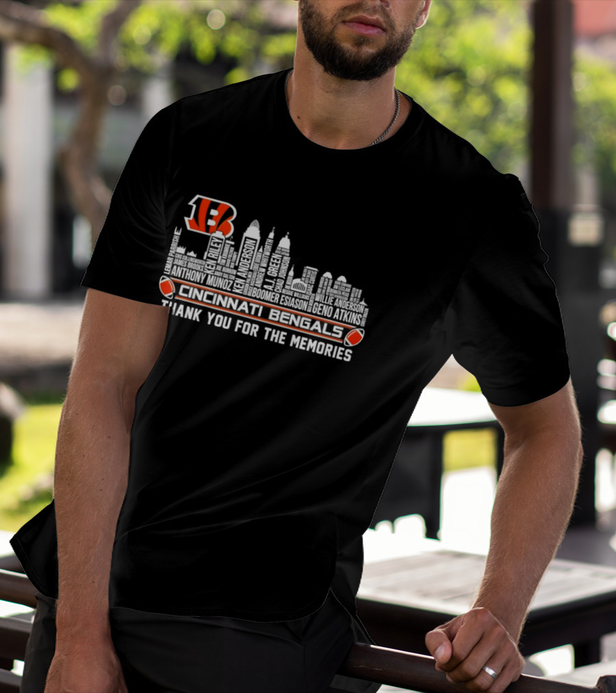 Cincinnati Bengals NFL Team City Skyline Thank You For The Memories T-Shirt