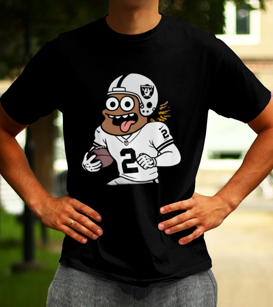 Las Vegas Raiders Ashton Jeanty Cartoon Number 2 Football Player T-Shirt