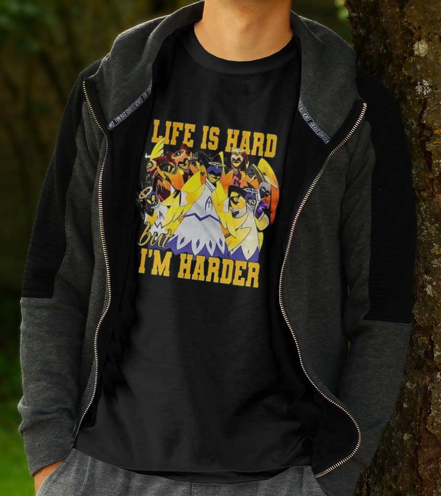 Hazbin Hotel Life Is Hard But I'm Harder Yellow Characters T-Shirt