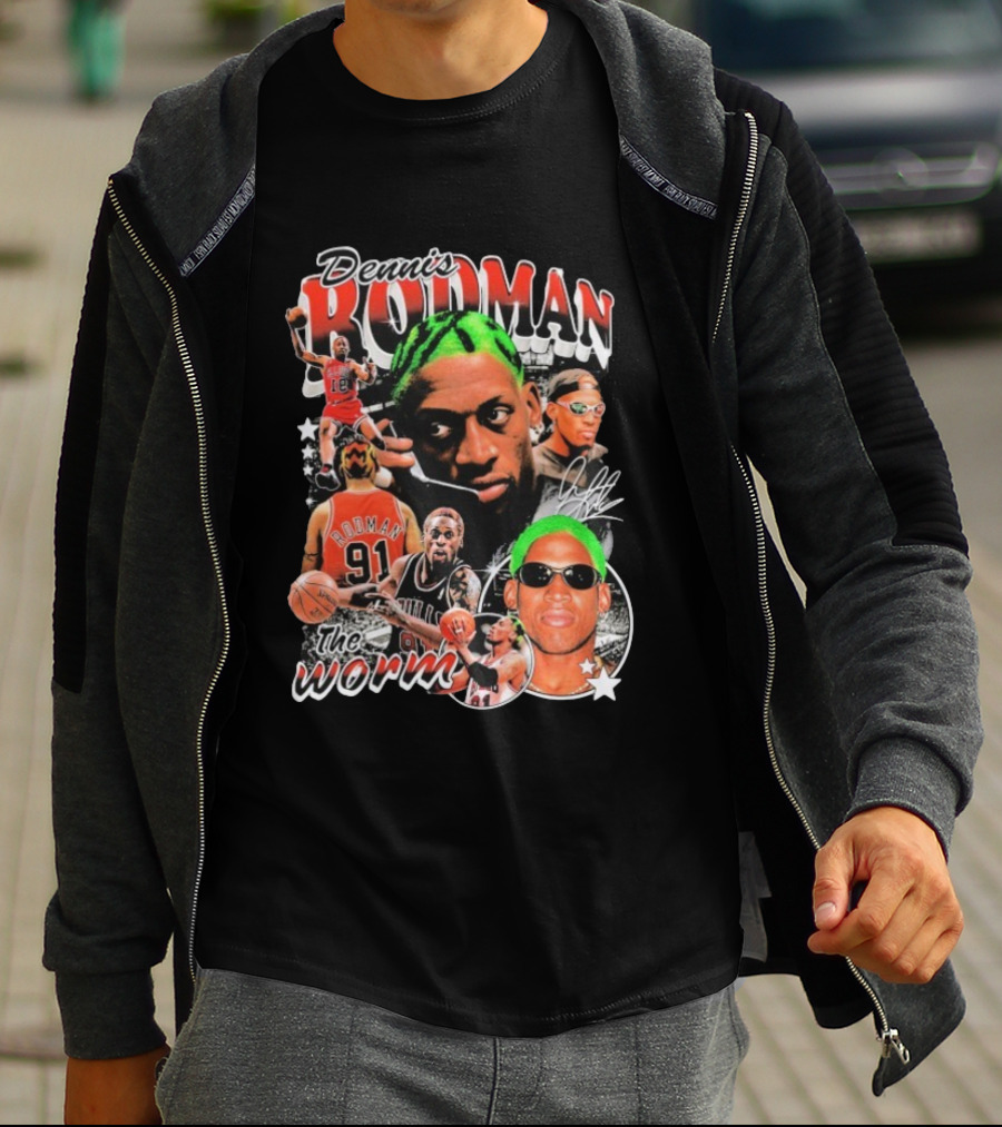 Dennis Rodman 91 The Worm Bulls Basketball Legend Retro Style   T-Shirt