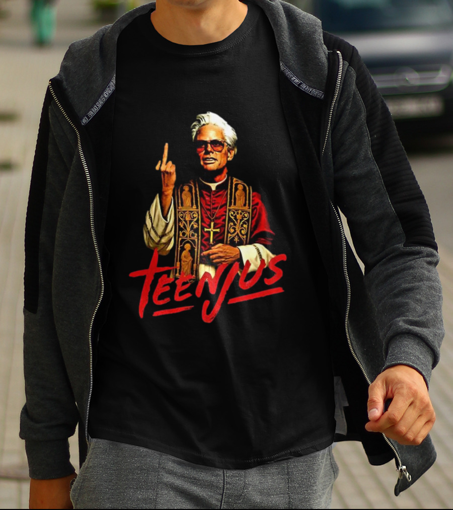 Saint Billy Middle Finger Teenjus Caricature T-Shirt