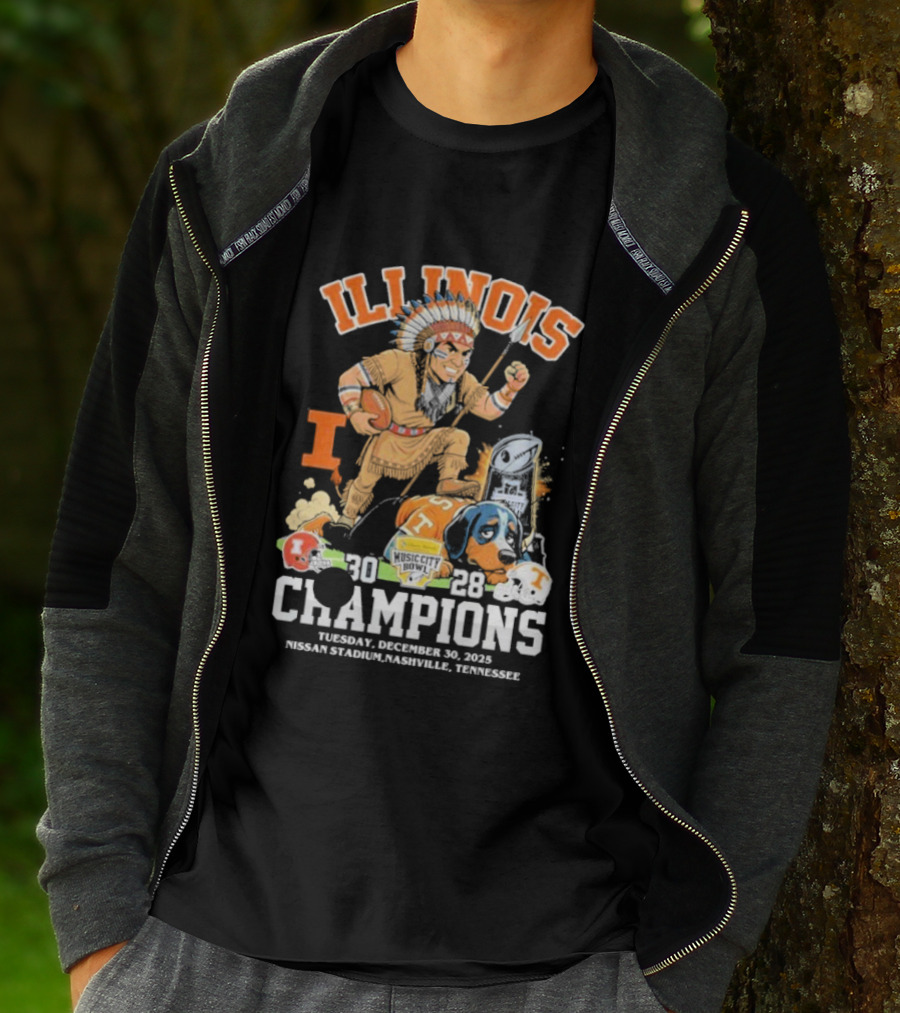 Illinois Fighting Illini Music City Bowl 2025 Champions December 30 Nashville 30 28 Score T-Shirt