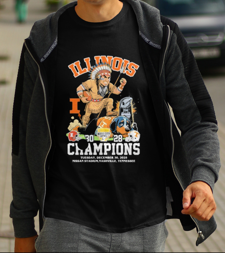 Illinois Fighting Illini Music City Bowl 2025 Champions December 30 Nashville 30 28 Score T-Shirt