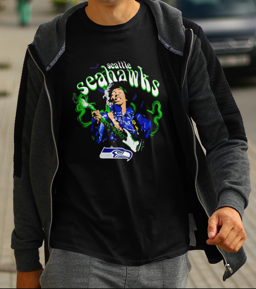 Seattle Seahawks Jimi Hendrix Collaboration NFL Fan T-Shirt