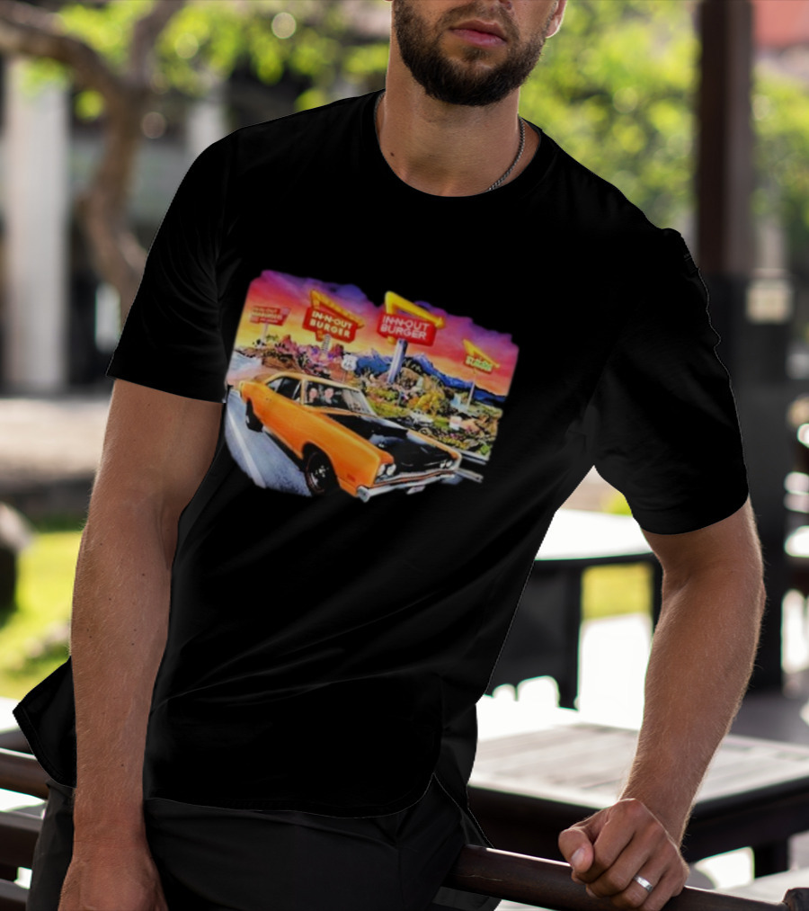 In N Out Burger Road Trip Classic Car Sunset Adventure 2026 T-Shirt