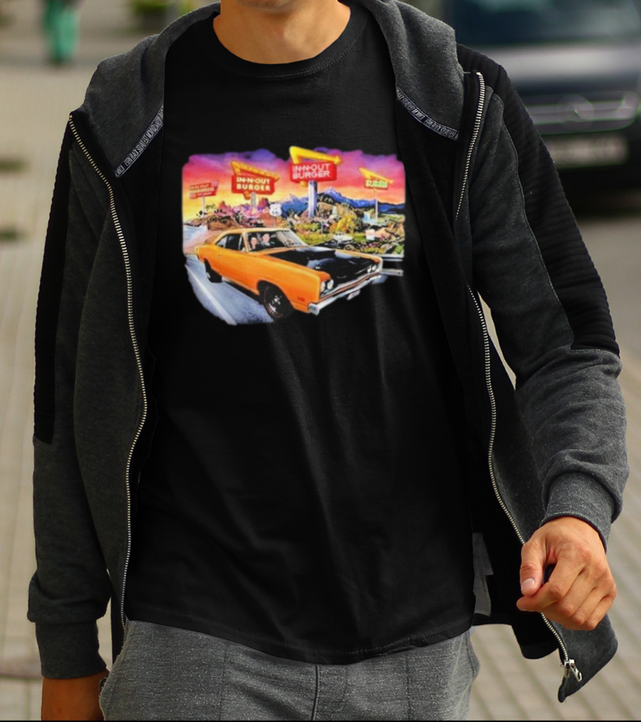 In N Out Burger Road Trip Classic Car Sunset Adventure 2026 T-Shirt