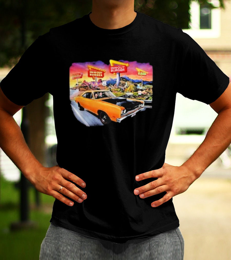 In N Out Burger Road Trip Classic Car Sunset Adventure 2026 T-Shirt