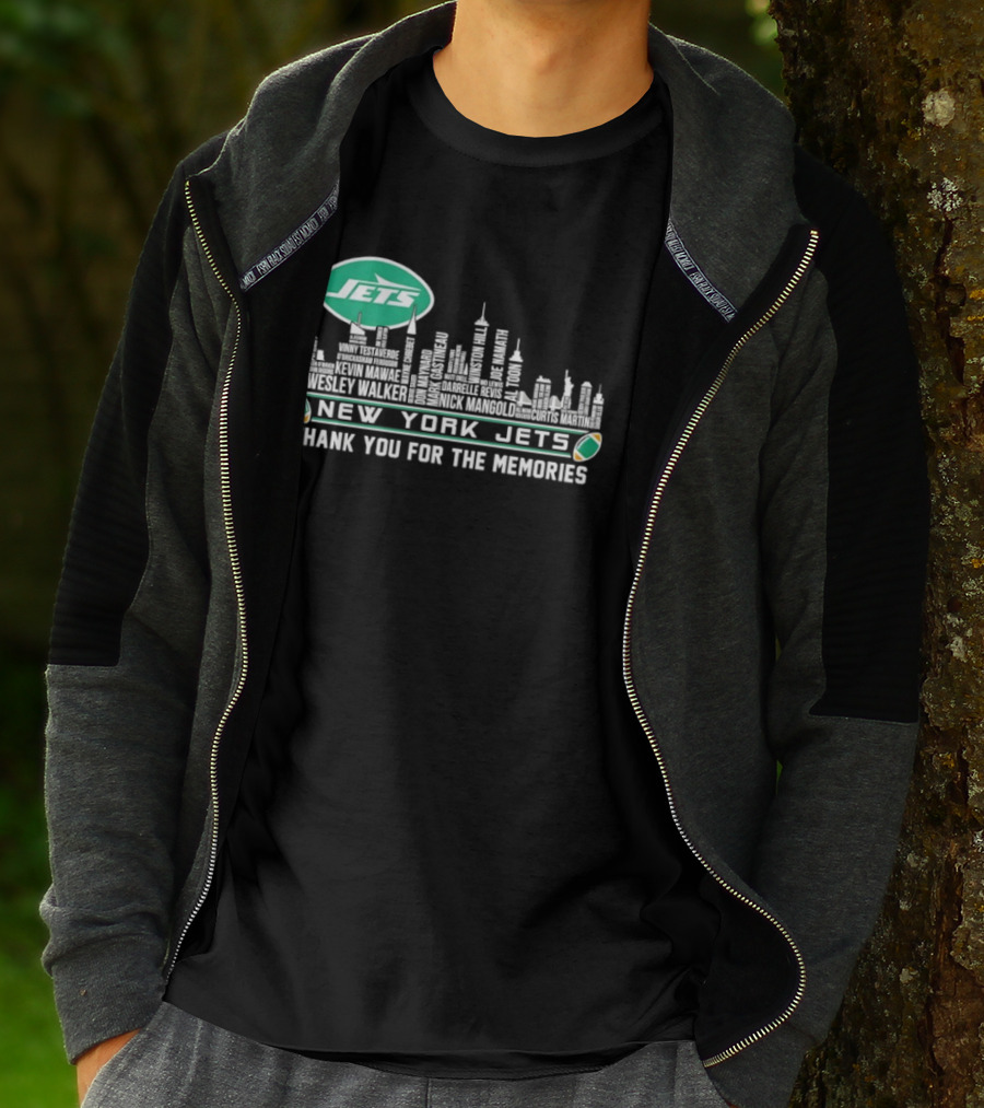 New York Jets Skyline Thank You For The Memories Football T-Shirt