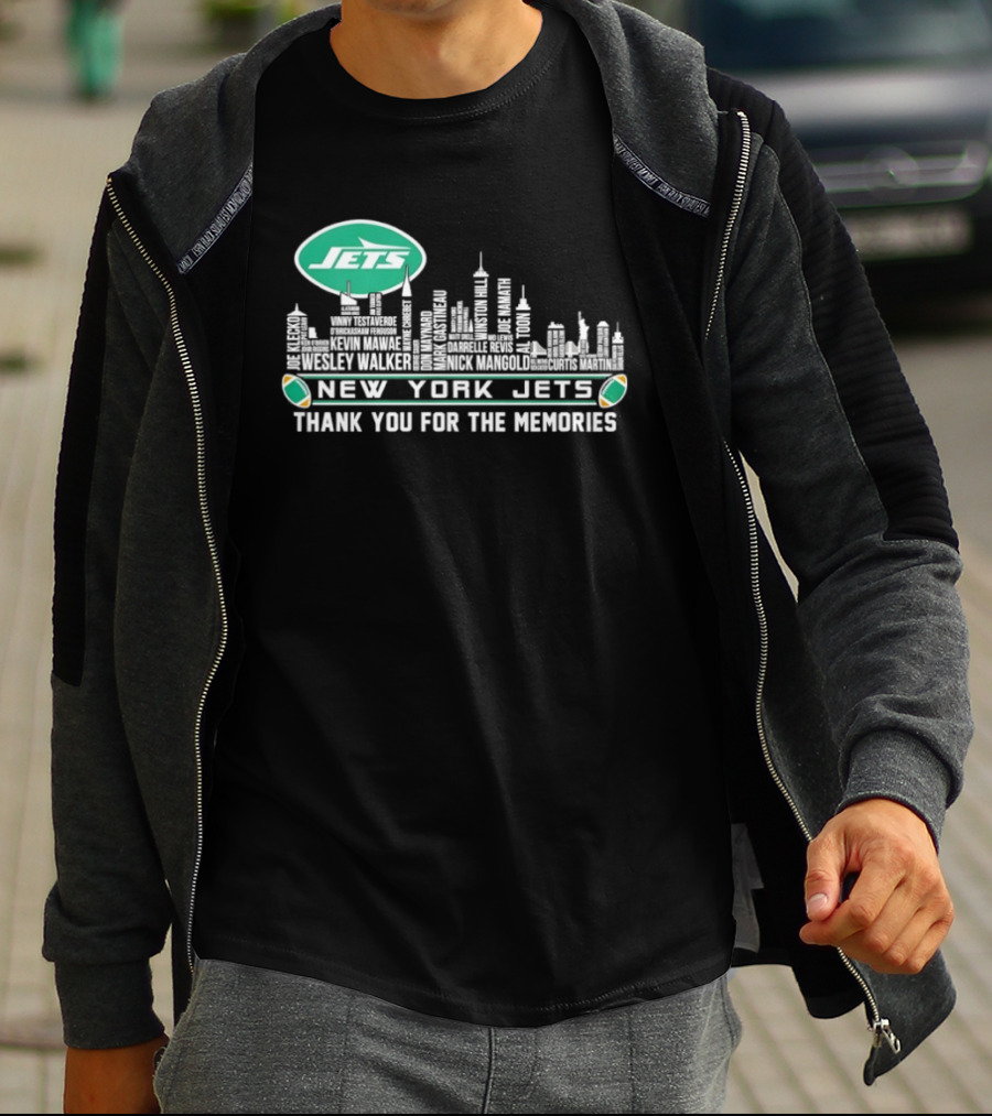 New York Jets Skyline Thank You For The Memories Football T-Shirt