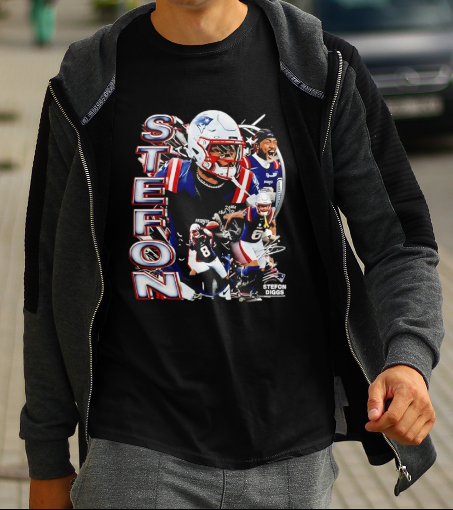 Stefon Diggs New England Style Patriots Fan Collection T-Shirt