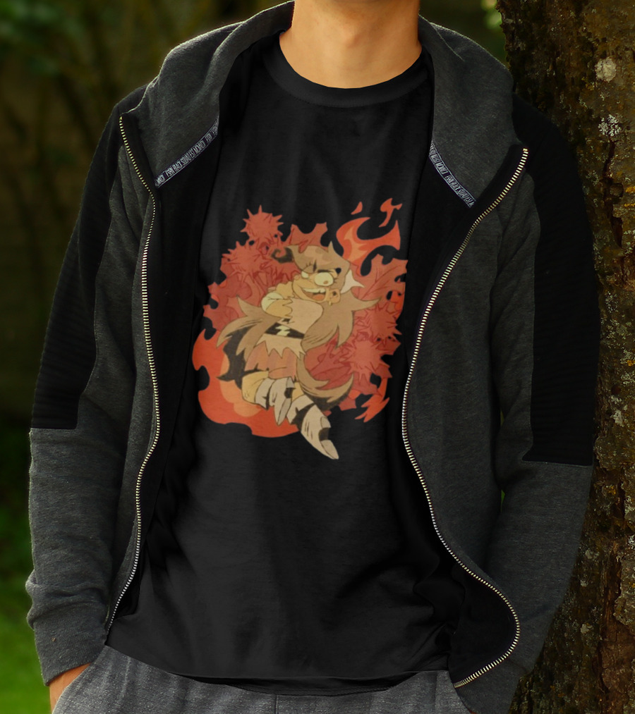 Zeddyzi Ramshackle Vinnie Vibes Flame Character Art Anime T-Shirt