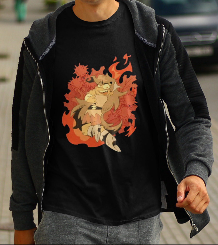 Zeddyzi Ramshackle Vinnie Vibes Flame Character Art Anime T-Shirt