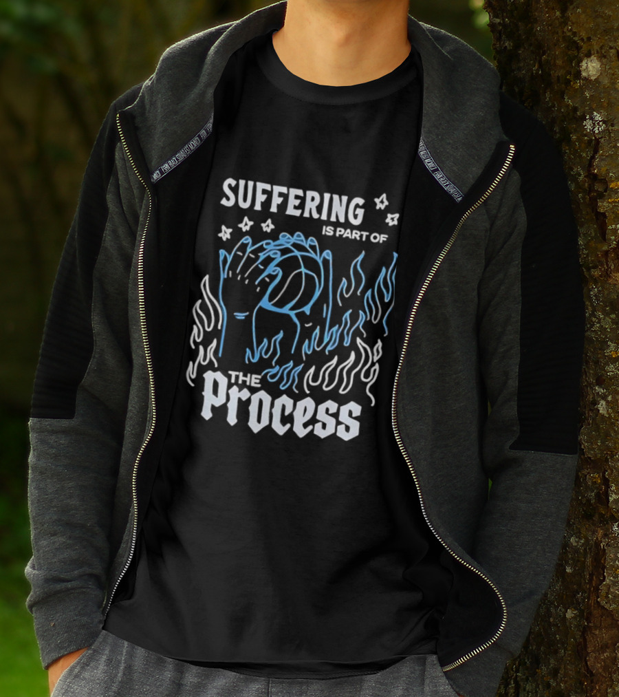 Suffering Is Part Of The Process Hands Flames Stars T-Shirt