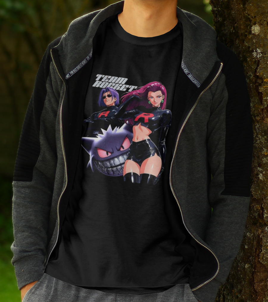Team Rocket Retro Anime Jessie James Gengar Pokemon T-Shirt