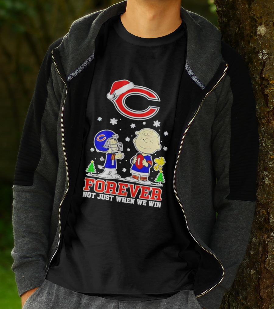 Peanuts Snoopy Christmas Chicago Bears Forever Not Just When We Win T-Shirt