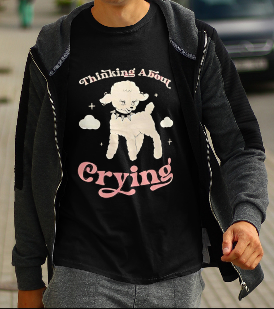 Thinking About Crying Cute Lamb With Clouds T-Shirt