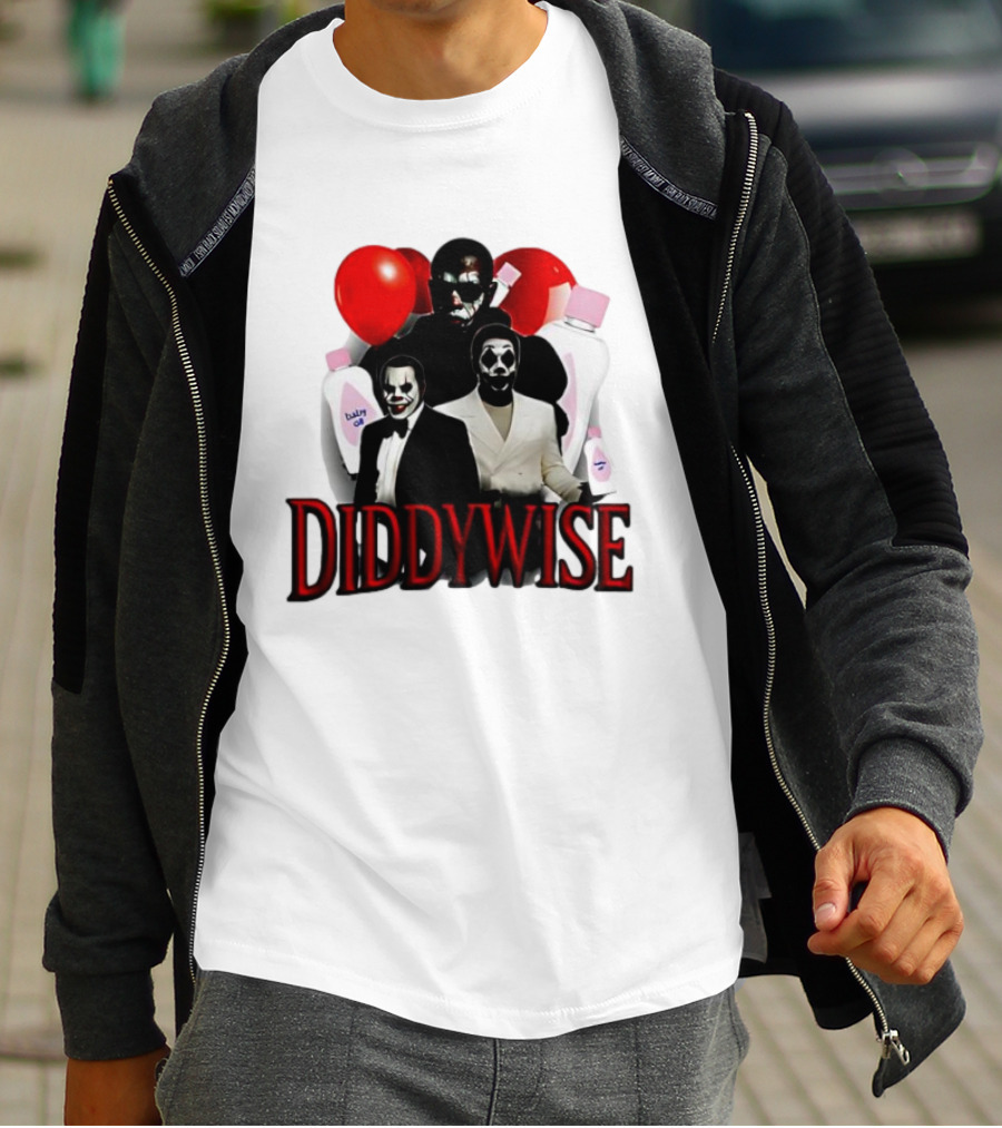 Diddywise Baby Oil Clown Red Balloons Creepy Clown Faces T-Shirt
