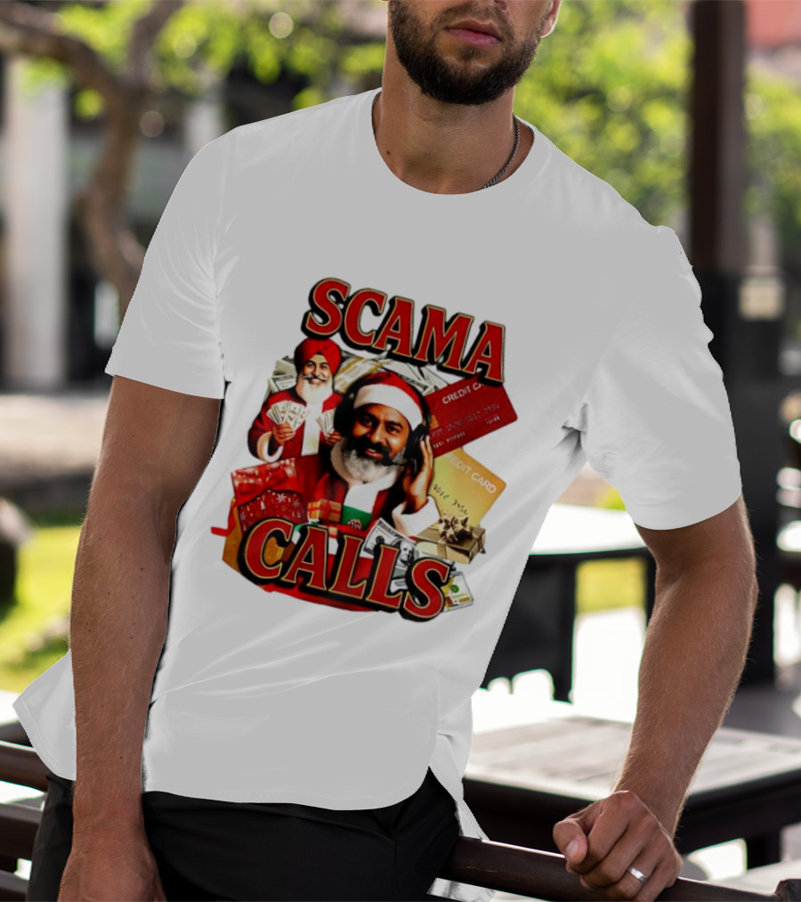 SCAMA CALLS Santa Comedy Credit Card Gifts Cash T-Shirt