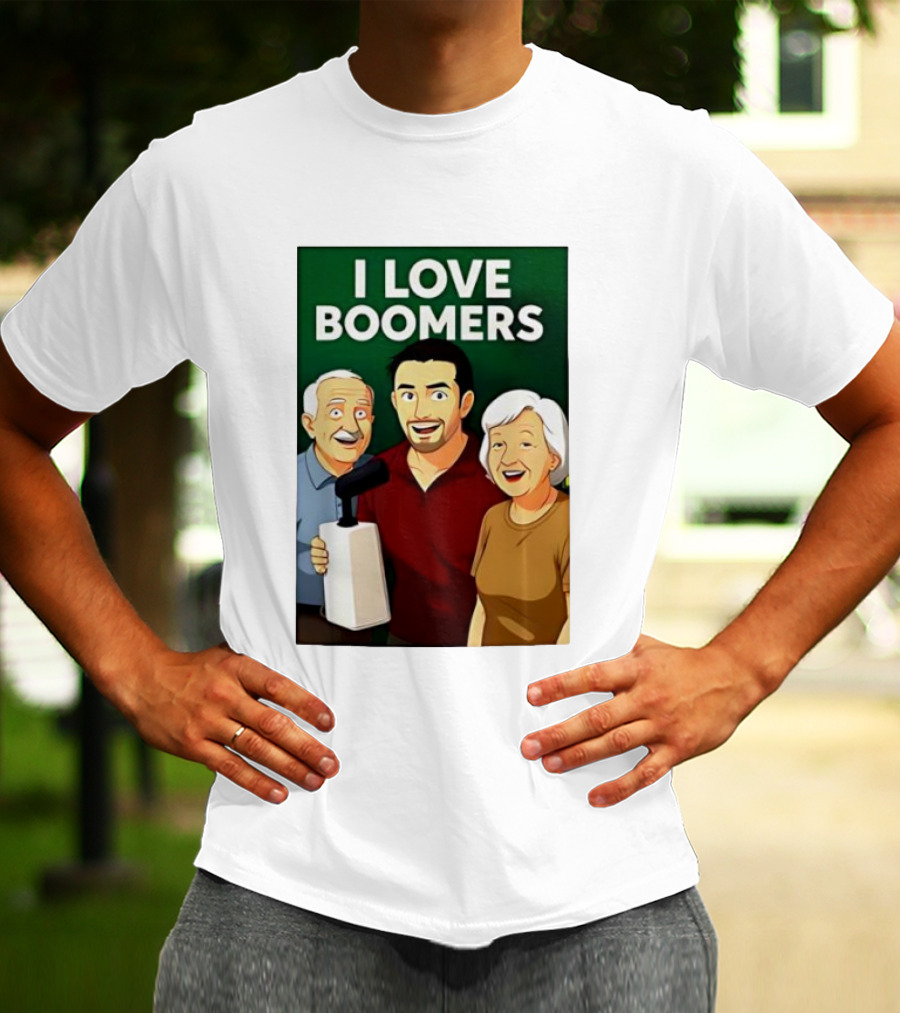 I Love Boomers Family Cartoon Style Nostalgic Humor T-Shirt