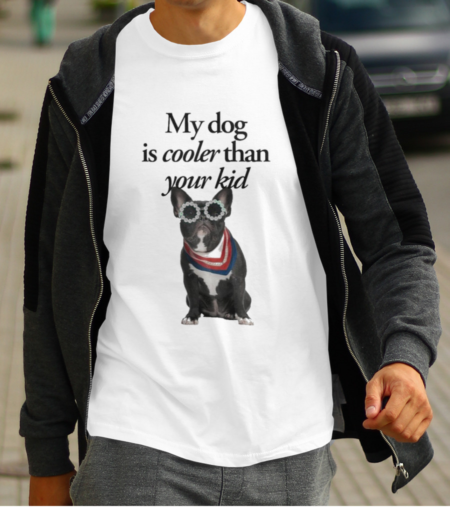 My Dog Is Cooler Than Your Kid Bulldog Bandana USA T-Shirt
