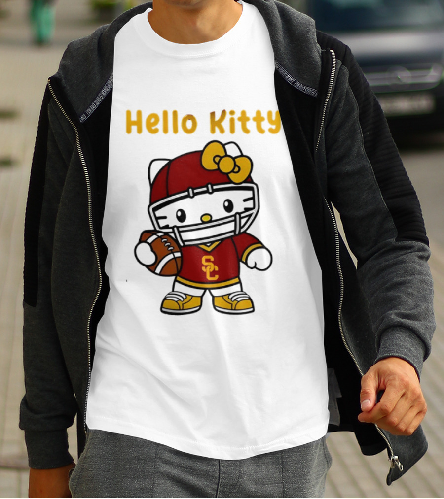 USC Trojans X Hello Kitty Football Fan Collaboration T-Shirt
