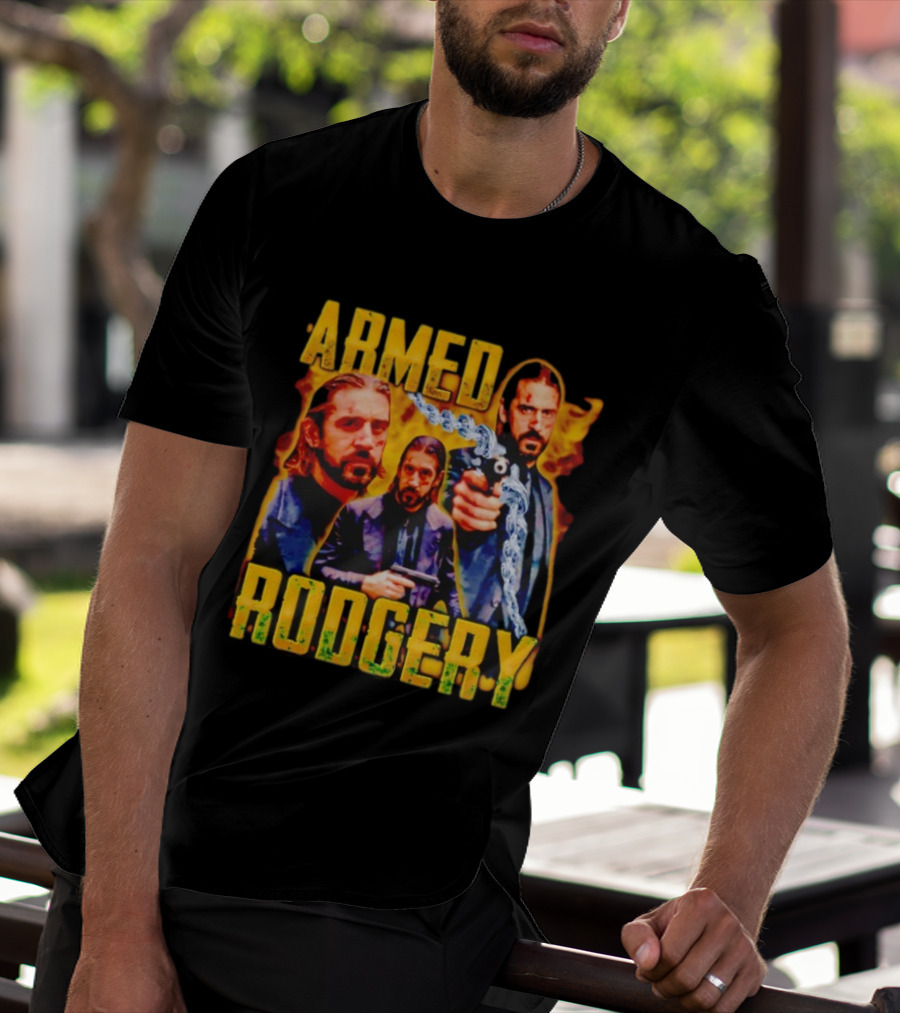 Armed Rodgery Action Movie Inspired Design With Chain And Gun T-Shirt